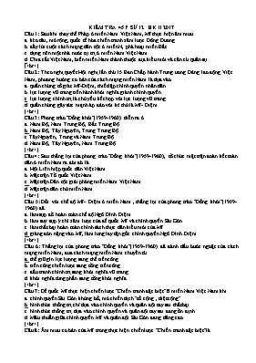 Đề kiểm tra 45p học kì II môn Lịch sử lớp 12 - Năm học 2016-2017